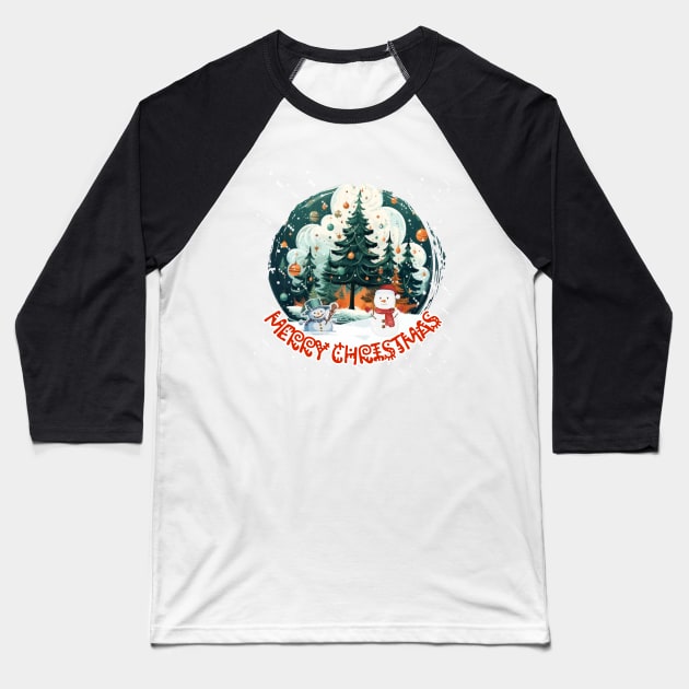 MERRY CHRISTMAS, LET IT SNOW,SNOWMAN Baseball T-Shirt by zzzozzo